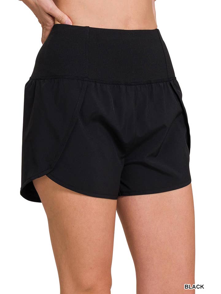 42POPS - Wholesale Shorts - Women's - ",,...._ High Waisted Zippered Back Pocket Running Shorts