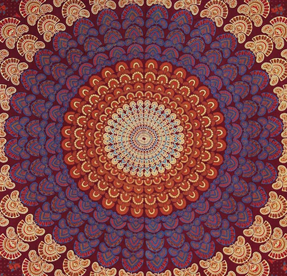 Lungta Imports - Wholesale Tapestry/Textile - Lotus Mandala Tapestry Wall Decor Beach Throw 80”X50”2