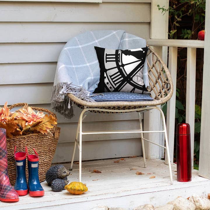Purple Clock at the orsay museum | Outside pillow cover 16" x 16" for wholesale on Faire2