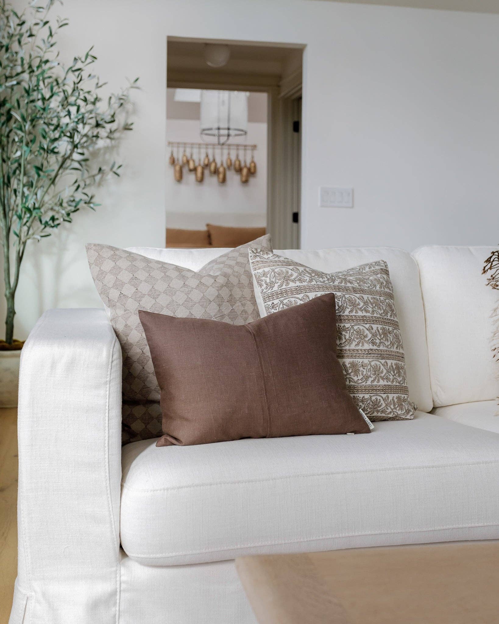 Linen & James - Wholesale Throw Pillow Cover - Dane | Brown Checkered Diamond Pillow Cover4