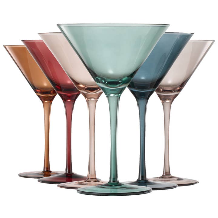 Colored Crystal Martini & Cocktail Glass Set of 6 | 10oz for wholesale by The Wine Savant / Khen Glassware