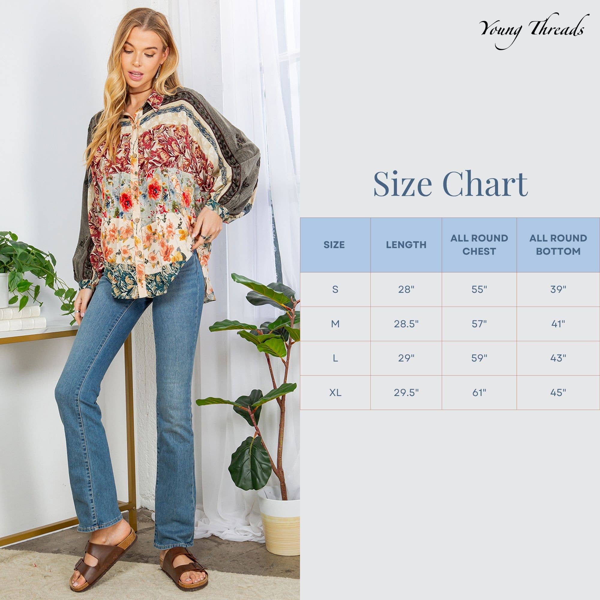 GRAVEL Bishop Sleeves Loose Western Printed Shirt Top for wholesale on Faire5