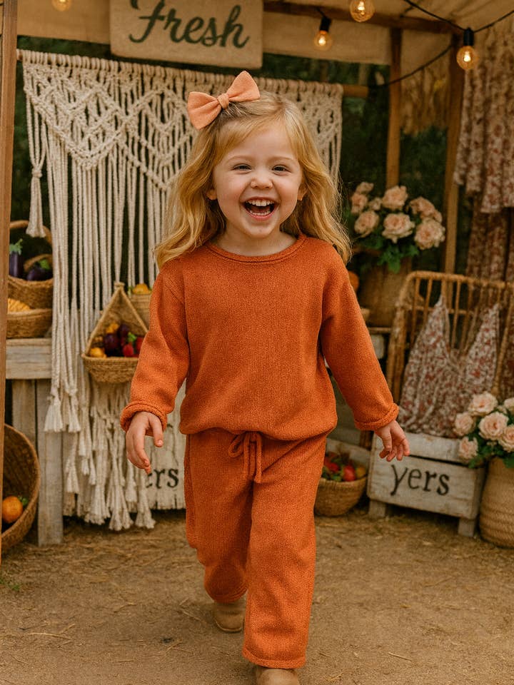 Oversized Gemberkleurige Gebreide 2-delige Set voor wholesale door House of Henry