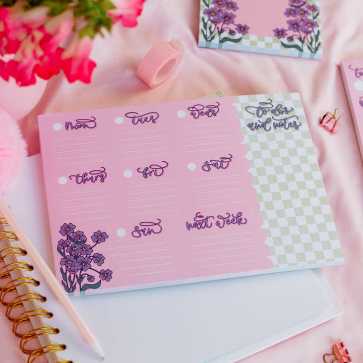 Checkered Floral A5 Weekly Planner for wholesale by Dottie's Paper Co.