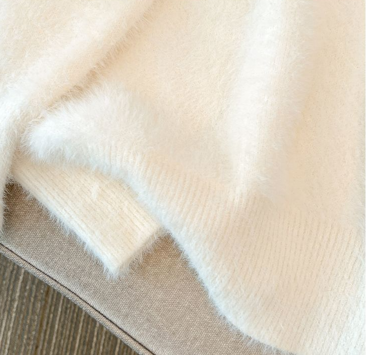 Whisper Mint - Vente Pull en maille – femme - Pull col V en cachemire vison style français pour femme3