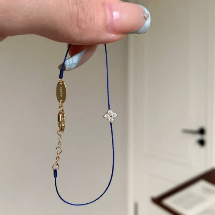 Perimade & Co. LLC - Wholesale Charm/Dangle Bracelet - Four Leaf Clover Pink Cord Bracelet in 925 Sterling Silver4