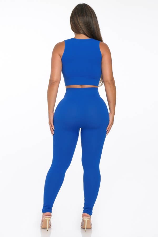 Lime All the Time - Wholesale Lounge Set - Women's - 2 Pcs Seamless Notch U Neckline Tank Top and Legging Set11