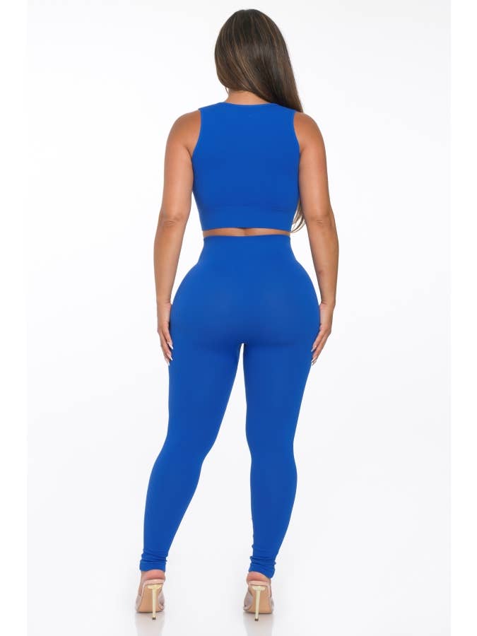 Lime All the Time - Wholesale Lounge Set - Women's - 2 Pcs Seamless Notch U Neckline Tank Top and Legging Set11