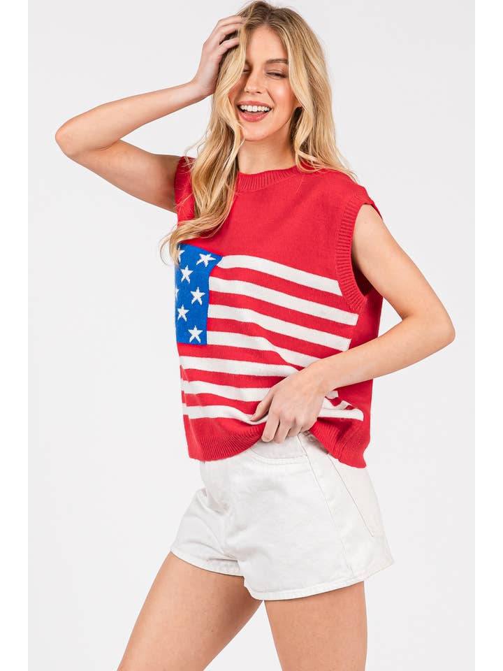 Sewn and Seen – Großhandel Pullunder – Damen – AMERIKANISCHE FLAGGE PULLOVERWESTE ZUM 4. JULI3