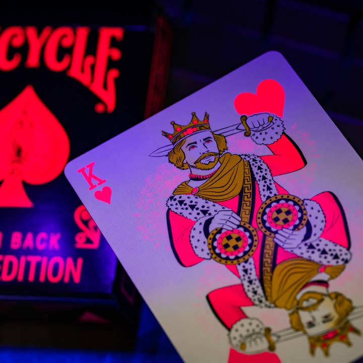 Card-Addiction.com - Wholesale Playing Cards - Bicycle NEON Pink Playing Cards (Star-Fire Pink) GLOWS in UV