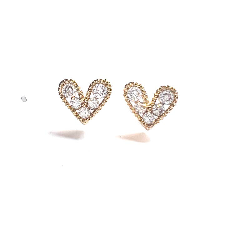 Stone Heart Earrings Gold for wholesale by Royce and Oak