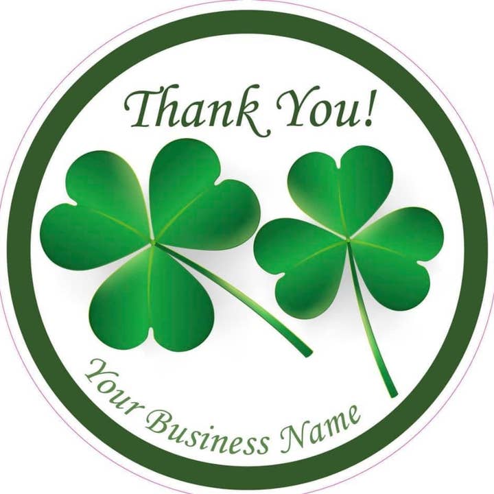 Stickers „Thank You” Shamrock Aangepast (100) voor wholesale door KL Design Works