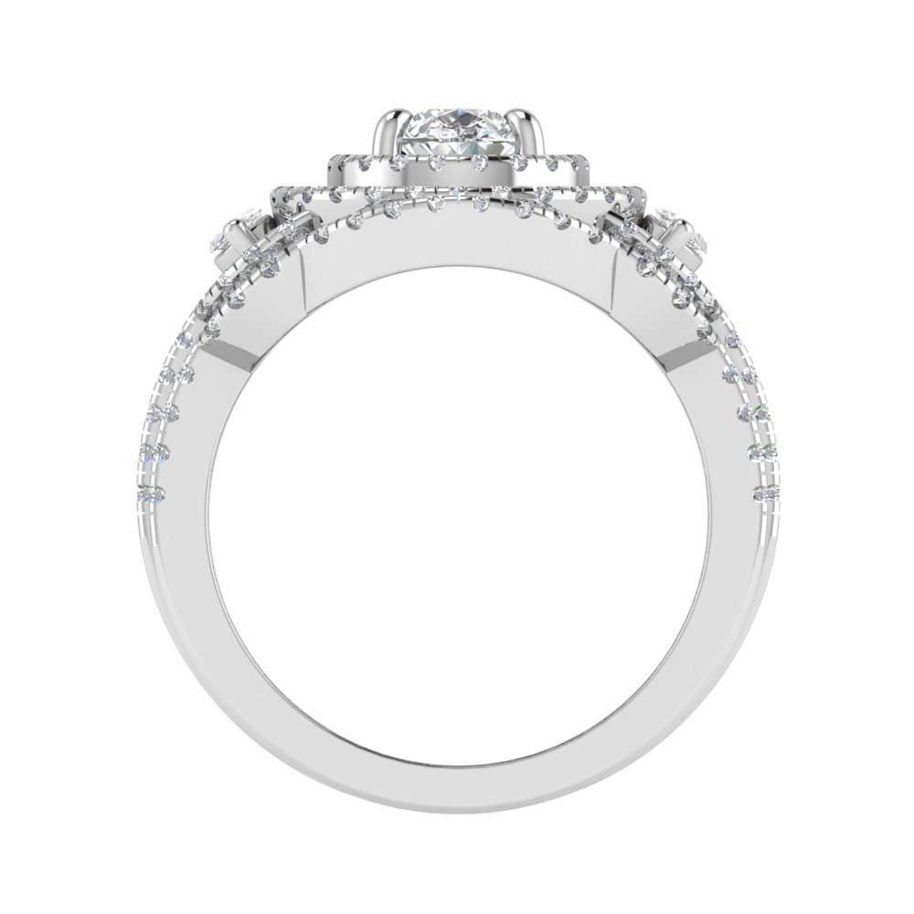 TwoBirch – Engroshandel Forlovelsesring – ToBirch Sterling sølv 3-delt stabelsæt med cubic zirkonia i pære- og marquise-form2