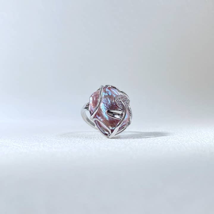 iBijoux - Venta al por mayor Anillos grandes/de cóctel - Anillo grande de perla barroca, anillo grueso (1S05RG)2