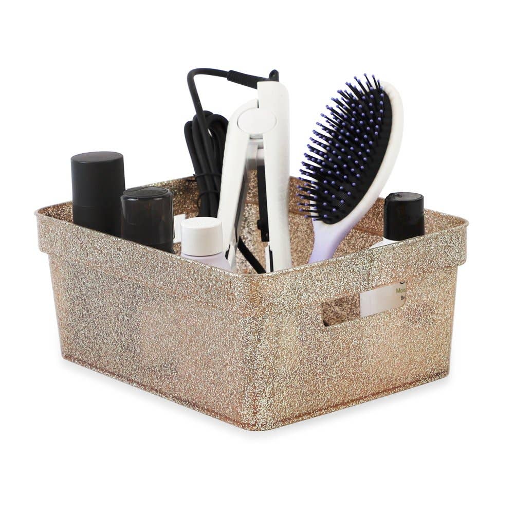 Isaac Jacobs International - Wholesale Storage Bin - Isaac Jacobs Small Glitter Storage Bin Set w/Cut-Out Handles10