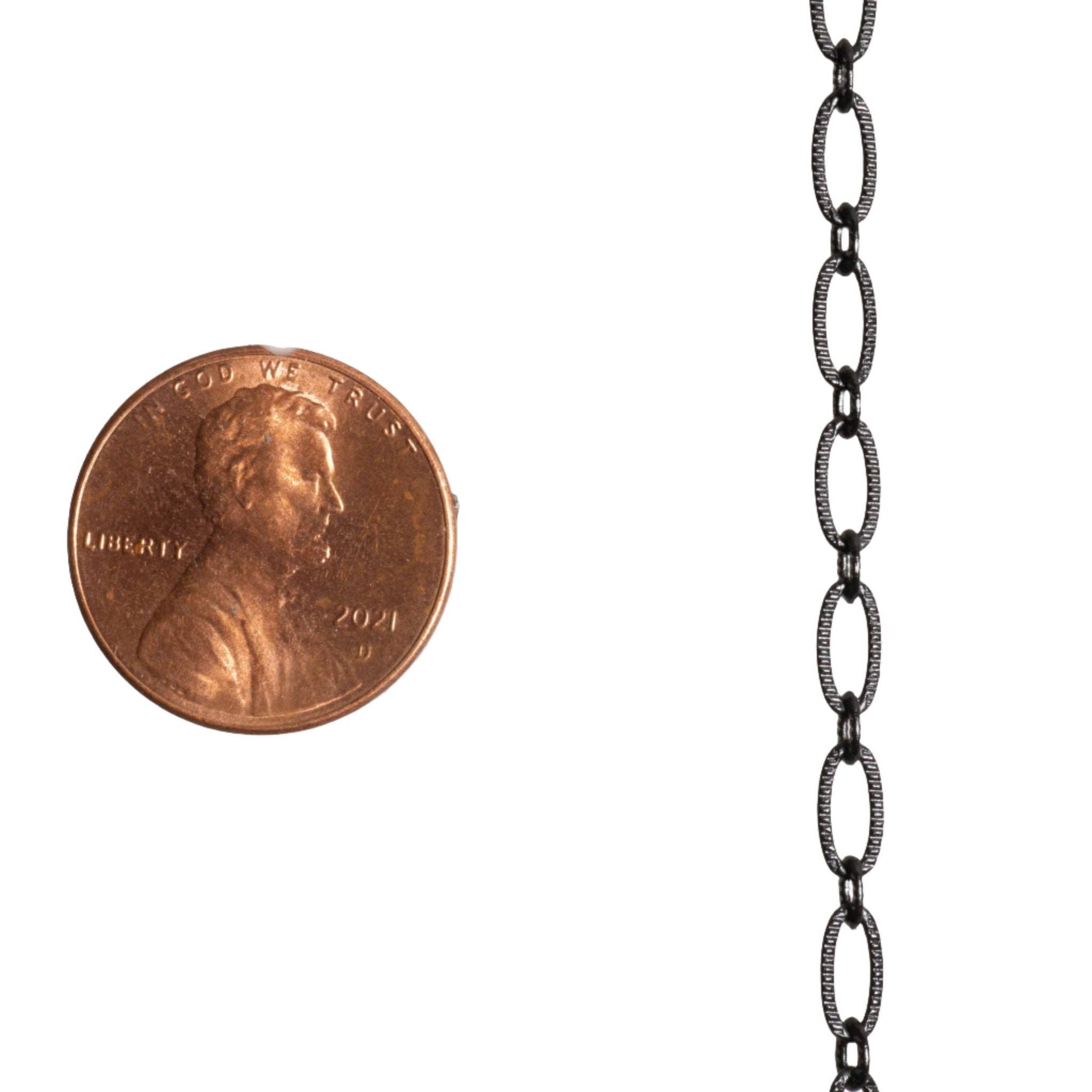 Continental Beads - Wholesale Craft Supplies - 6.4mm x 3mm Textured Oval Cable Chain Sold by The Foot - CH 8201