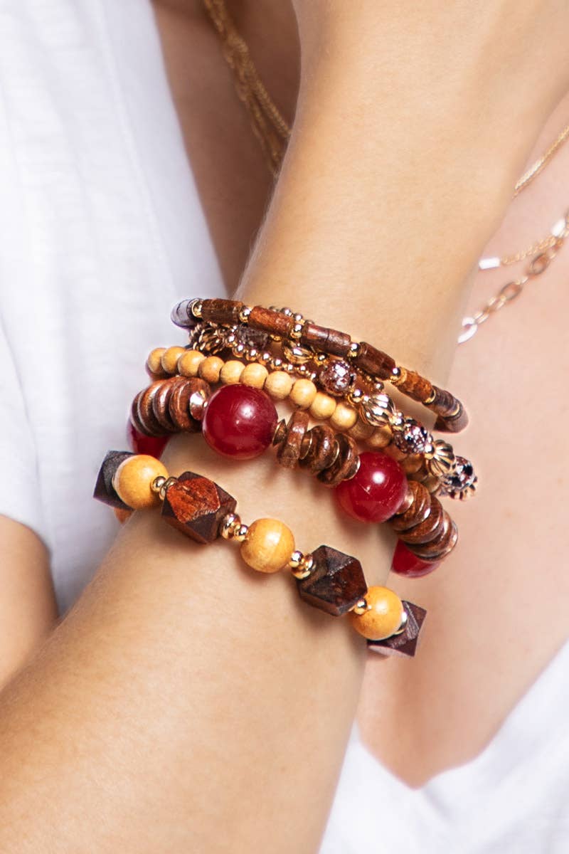 Sahara Ensemble de bracelets bohème à perles géométriques mixtes en vente sur Faire0