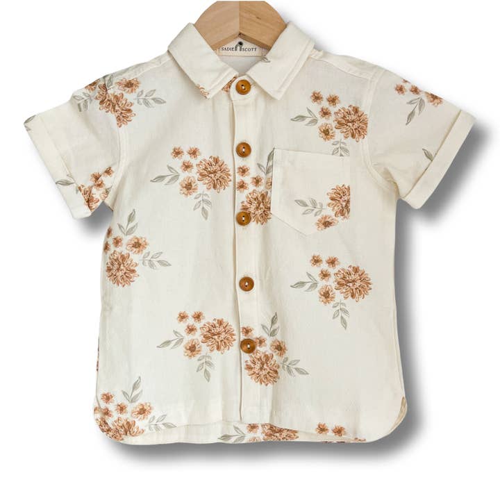 Scotty Button Up | Vintage Floral | Lino para venta al por mayor de Sadie Scott