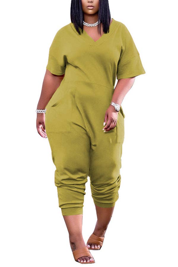 MB Fashion Wholesale - Vente Combinaison – femme - Combinaison sarouel décontractée à col en V et poches MB FASHION 8059R9