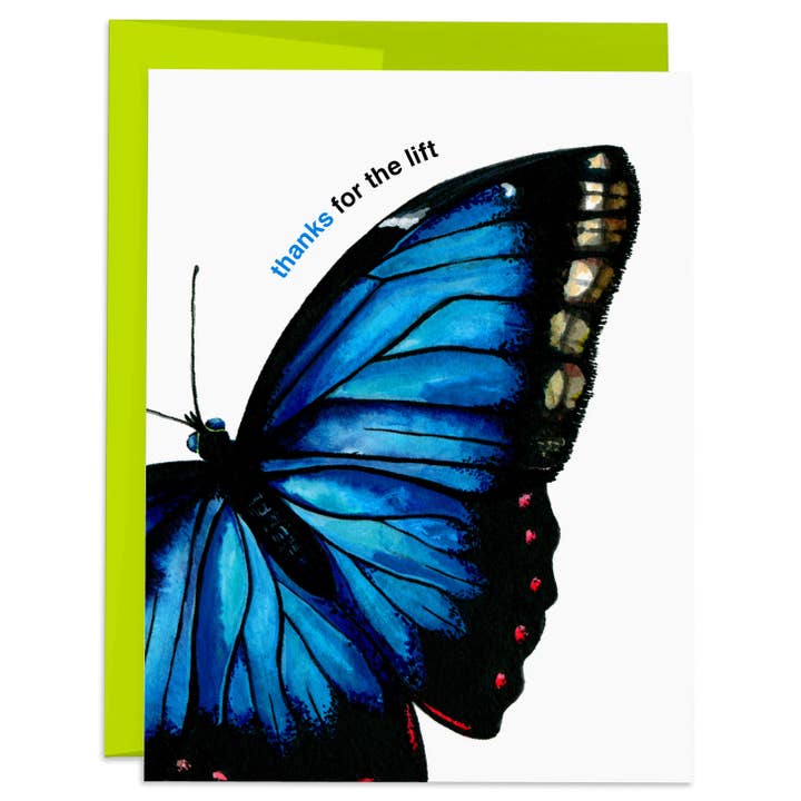 Carte de remerciement Morpho Butterfly bleue pour la vente par J6R6