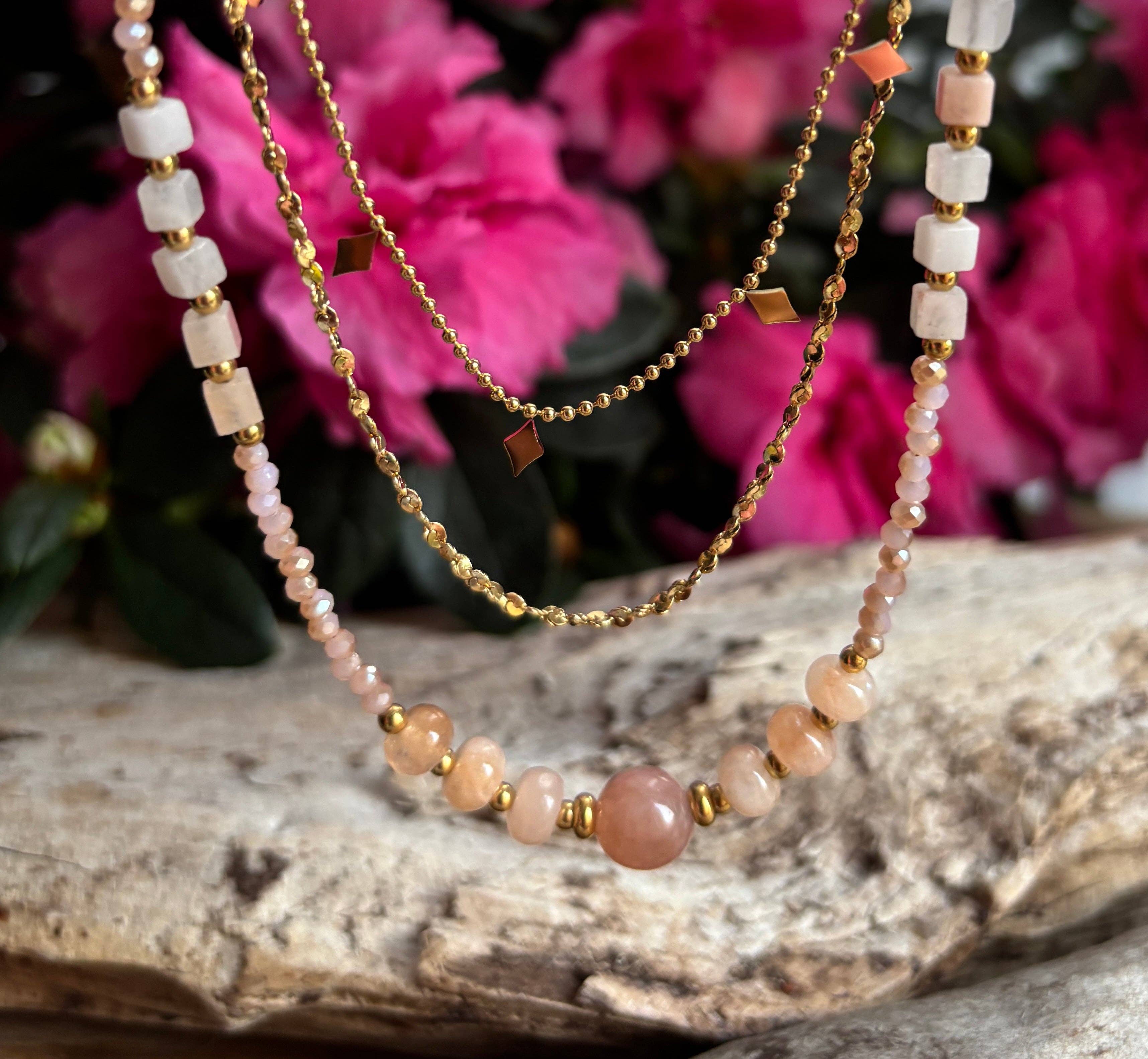 Ocean Ripples – wholesale Link & chain necklace – 18ct Gold Plated Double Chain Necklace  5