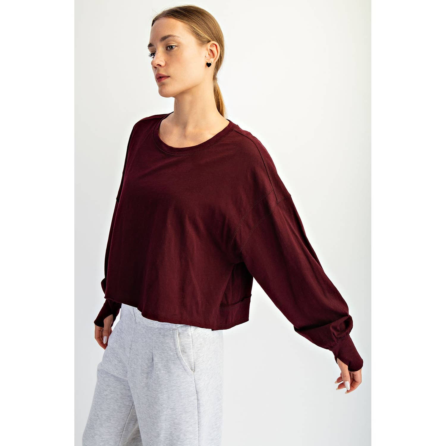 Rae Mode - Wholesale Lounge Top - Women's - COTTON SLUB OPEN BACK LONG SLEEVE TOP13