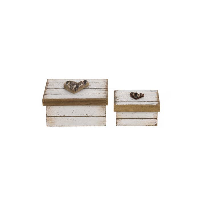 Shoeless Joe Ltd - Vendita all'ingrosso Scatole decorative - Scatole Sbiancate con Cuore (Set di 2)
