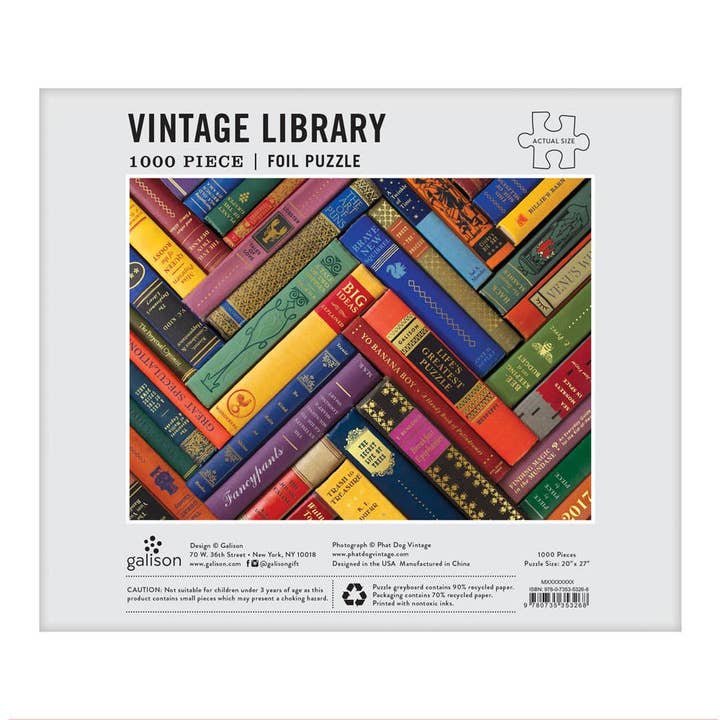 Chronicle Books - Wholesale Puzzle - Adult - Phat Dog Vintage Library 1000 Piece Foil Stamped Puzzle