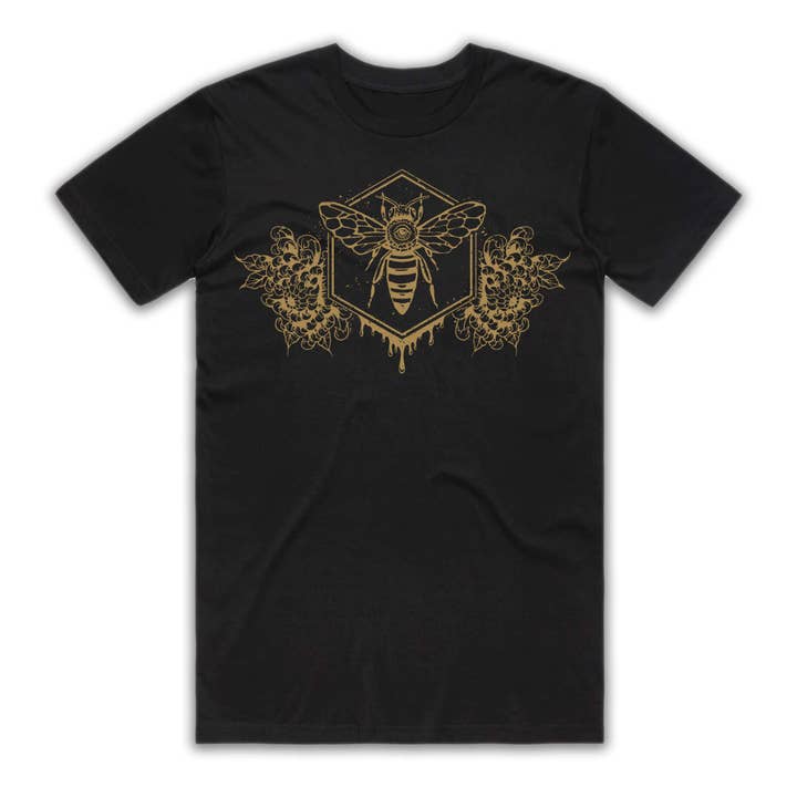 BEE FLOWER Black Staple T-Shirt for wholesale by Art of Zig