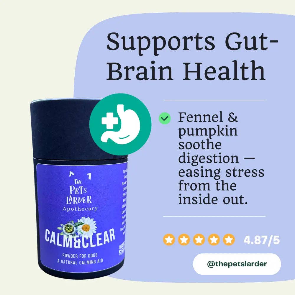 The Pets Larder – wholesale Pet supplement – Dog – Calm & Clear – Natural Herbal Calming Supplement for Dogs5