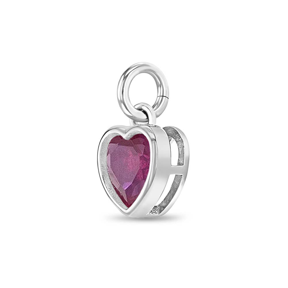 In Season Jewelry – wholesale Individual charm/pendant – Birthstone Heart Charm for Charm Bracelet - Sterling Silver14
