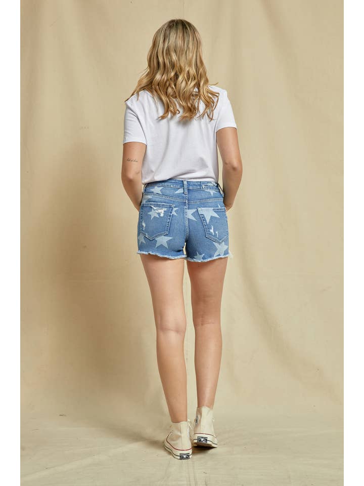 AMERICAN FLAG HIGH-RISE SHORTS WITH STAR PRINT DETAIL for wholesale on Faire