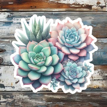 Akvarellsuckulenter Växter Utskuren Vinylklistermärke för wholesale av Prairie Chicken Sticker Shop & Gifts
