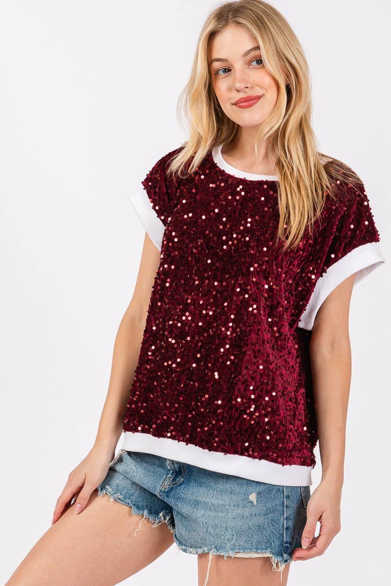 Sewn and Seen - Wholesale Blouse - Dames - FLUWELEN PAILLETTENTOP18