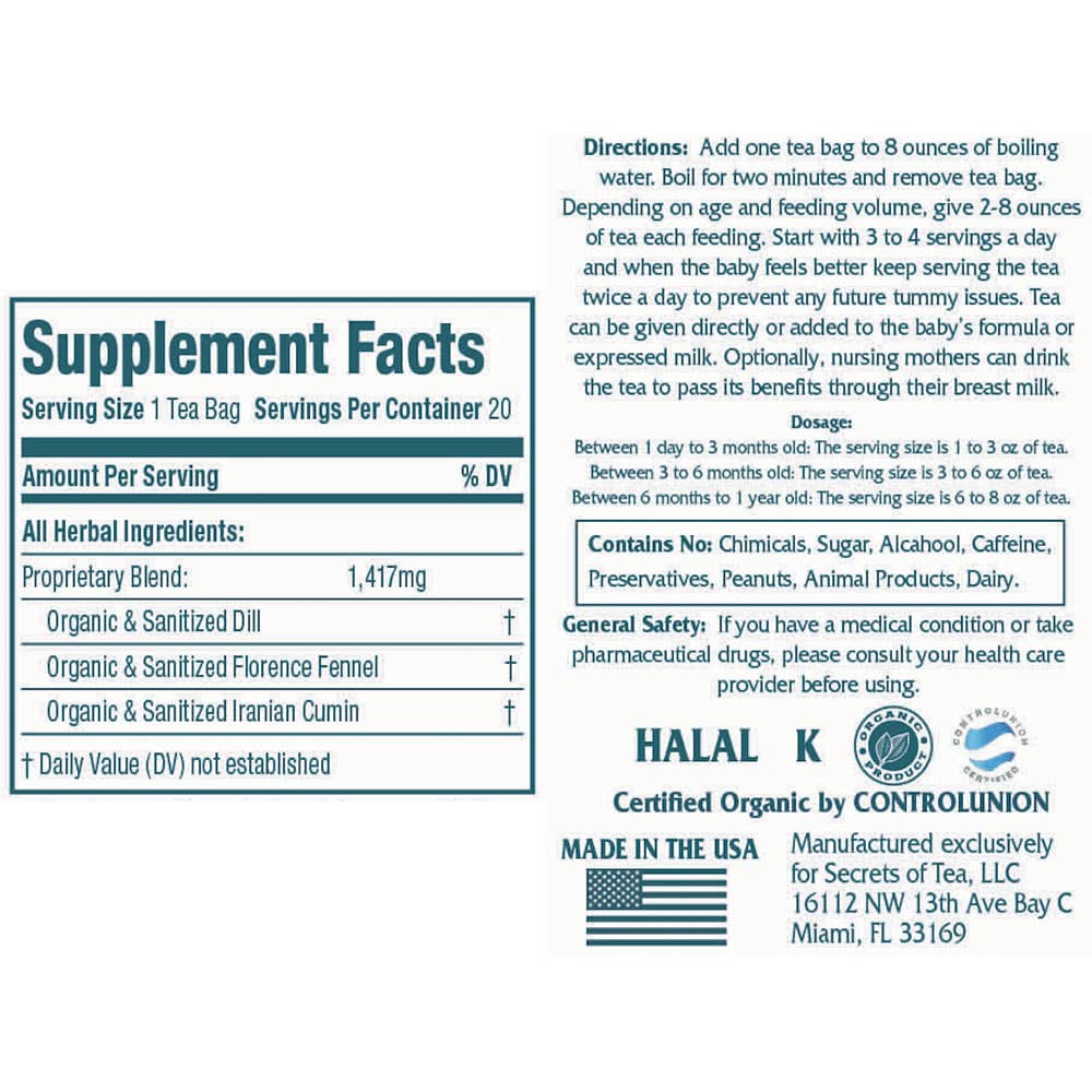 Secrets Of Tea – wholesale Amningste - Mamma – Baby kolik te- USDA Organic & FDA godkänd- 20 påsar6