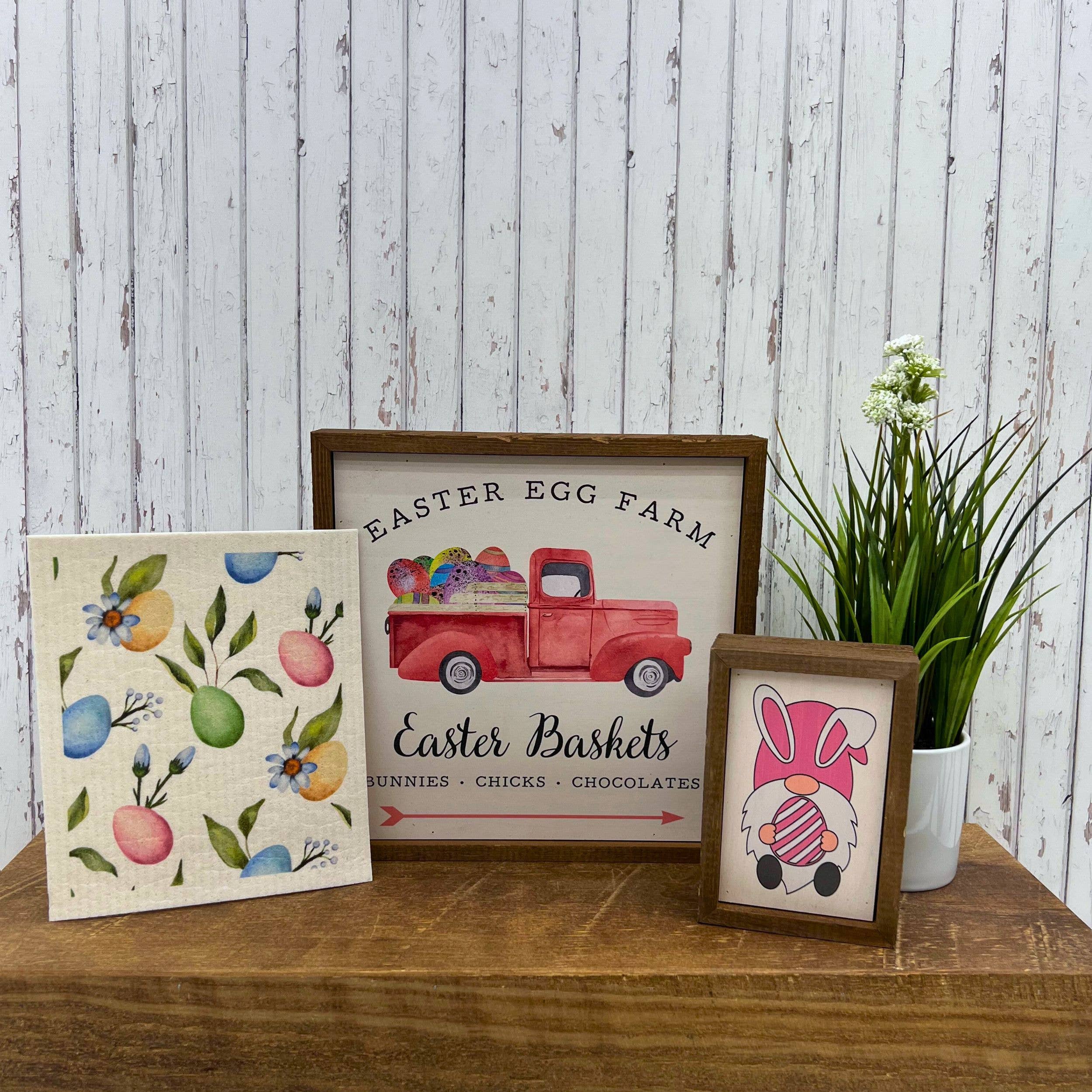 Driftless Studios - Wholesale Dishcloth - Easter Eggs & Flowers Swedish Dishcloth - Easter Decor1