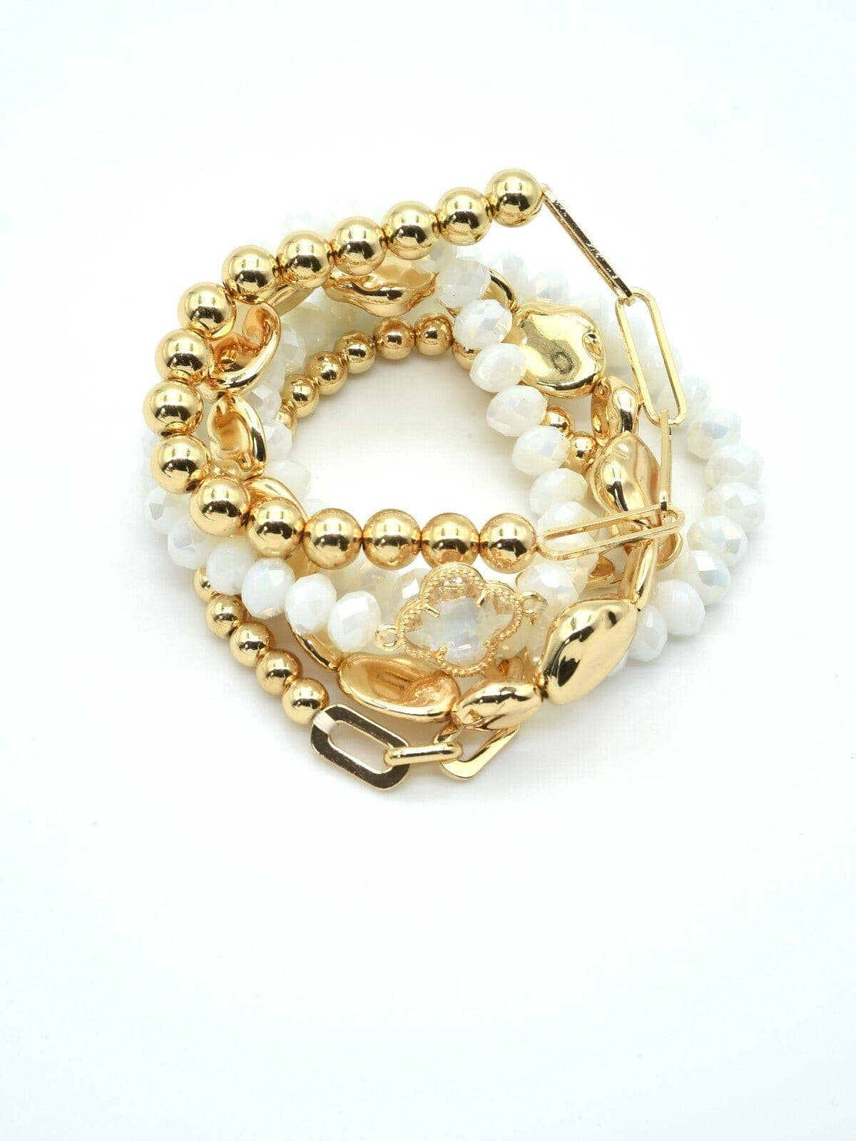 MiMi Wholesale - Wholesale Jewelry Set - Beaded Clover Accent Jewelry Set Bracelet22