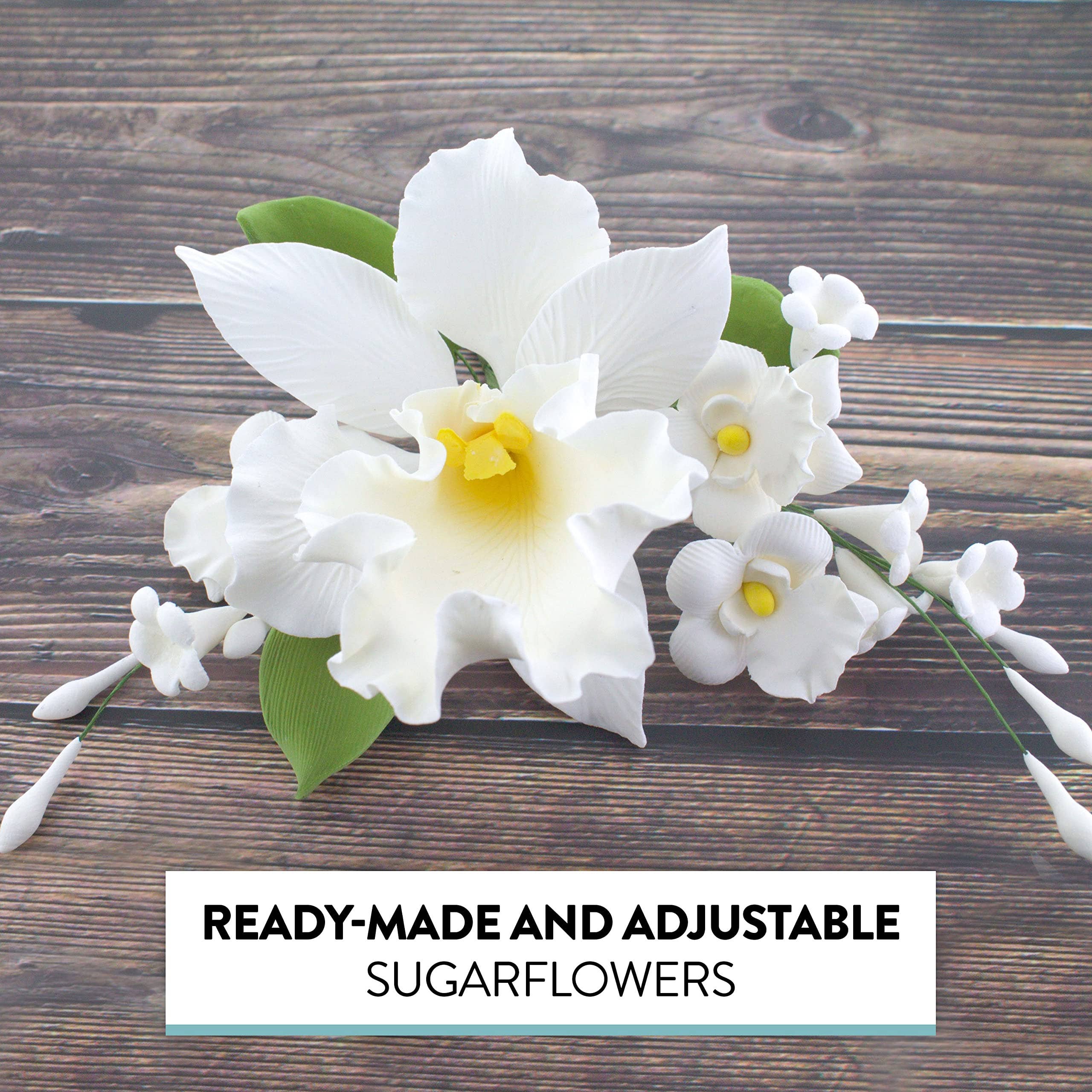 Global Sugar Art – wholesale Artificial flowers – Orchid Sugar Cake Flower Sprays, White Cattleya Arched Orchid Spray, by Global Sugar Art6