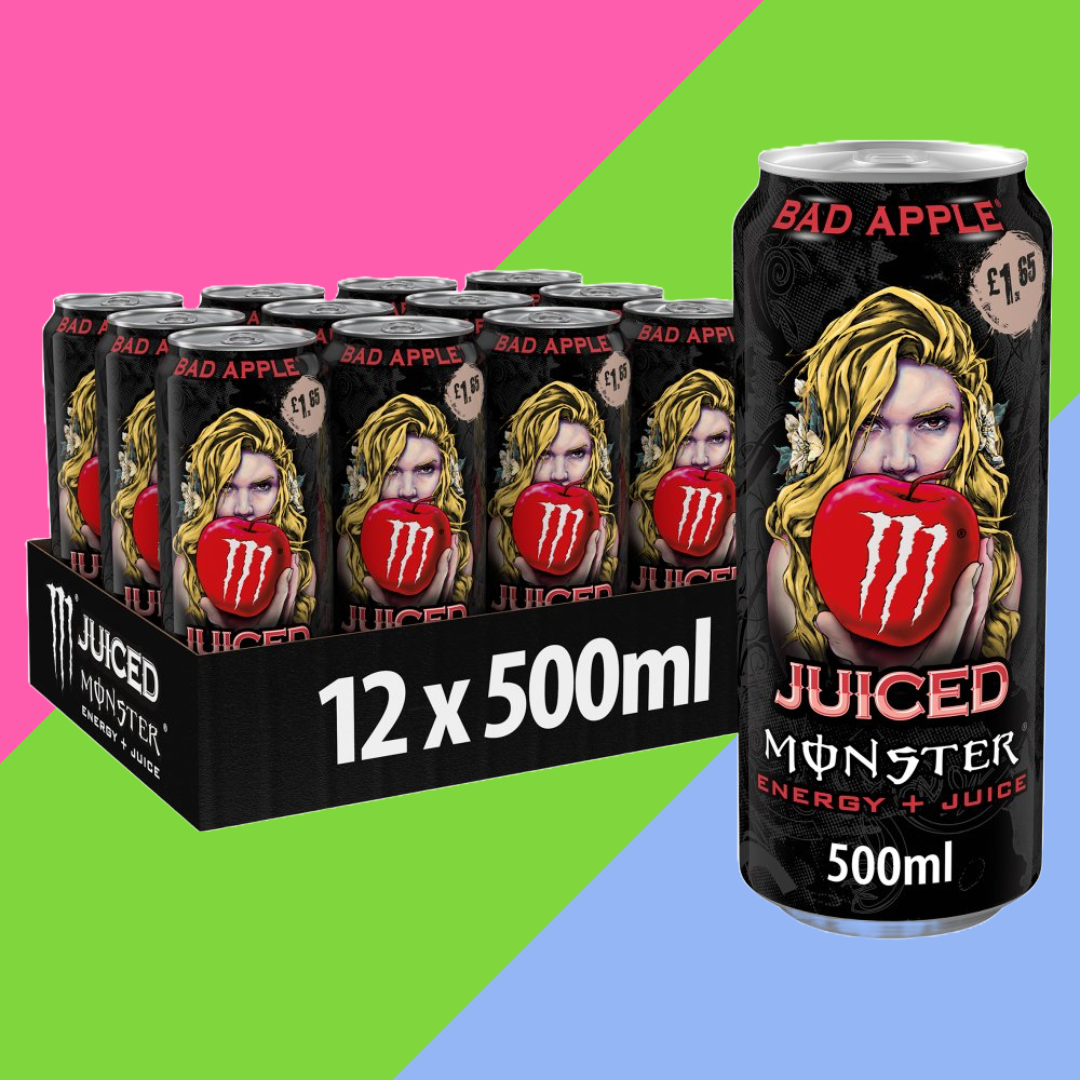 Gaffney's Sweets & Treats Wholesale - Vente Boisson sportive et énergisante - Monster Juiced Bad Apple PMP 1,65 £ 12x500 ml1