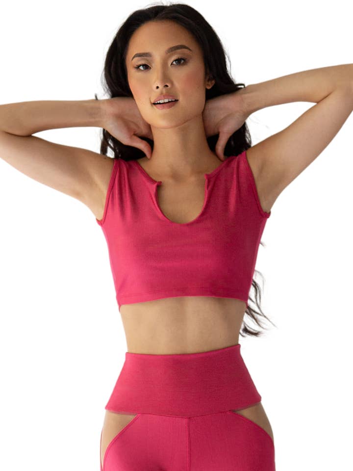 FREYA PINK U Cut Activewear Top for wholesale by Gianine Bikini