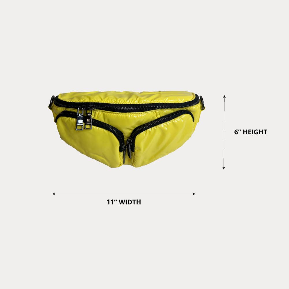 AHDORNED - Wholesale Belt Bag - Women's - Rachel Double Pocket Puffy Sling/Waist Bag w/Black Resin Cha8