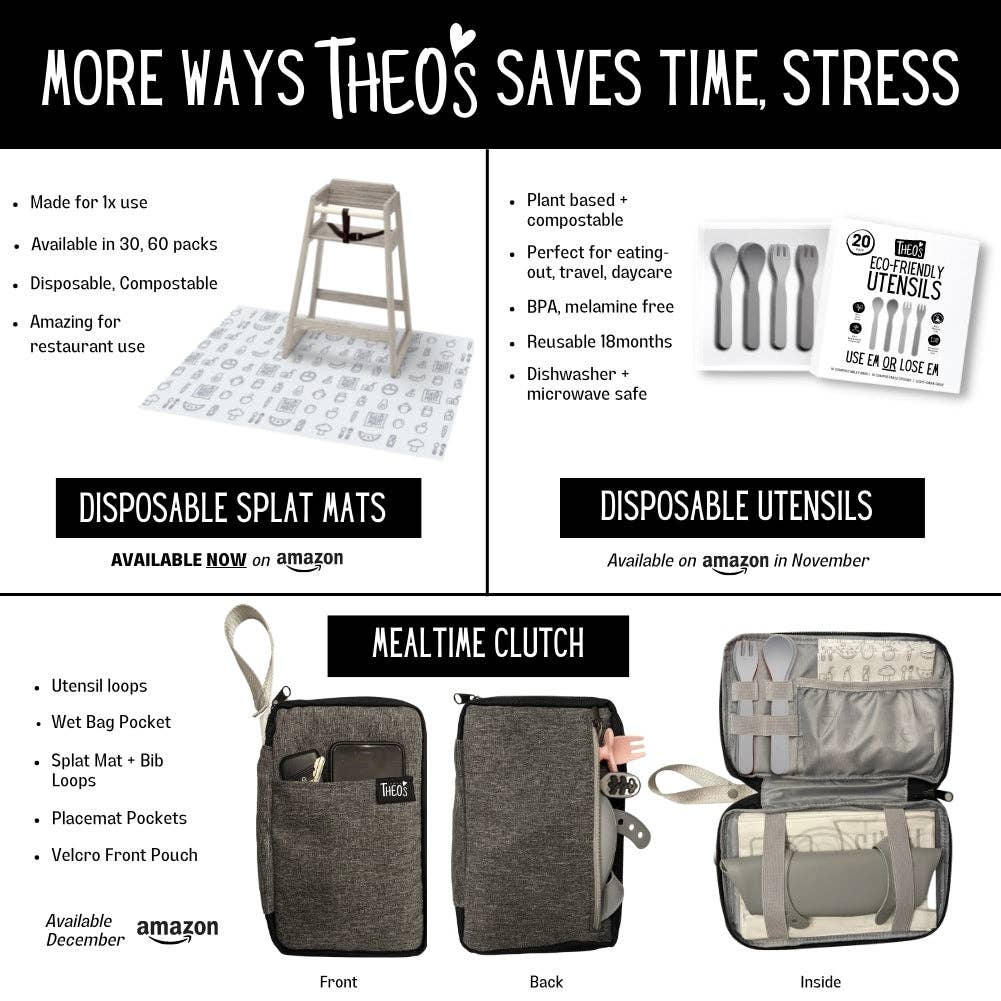 THEO'S – Engroshandel Dækkeserviet - Børn og baby – 30 PAKKE | Miljøvenlige engangs Splat Mats9