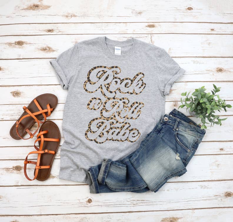 GLITTER AND GLAM - Wholesale Screen Printed T-Shirt - Unisex - Rock N' Roll Babe Shirt0