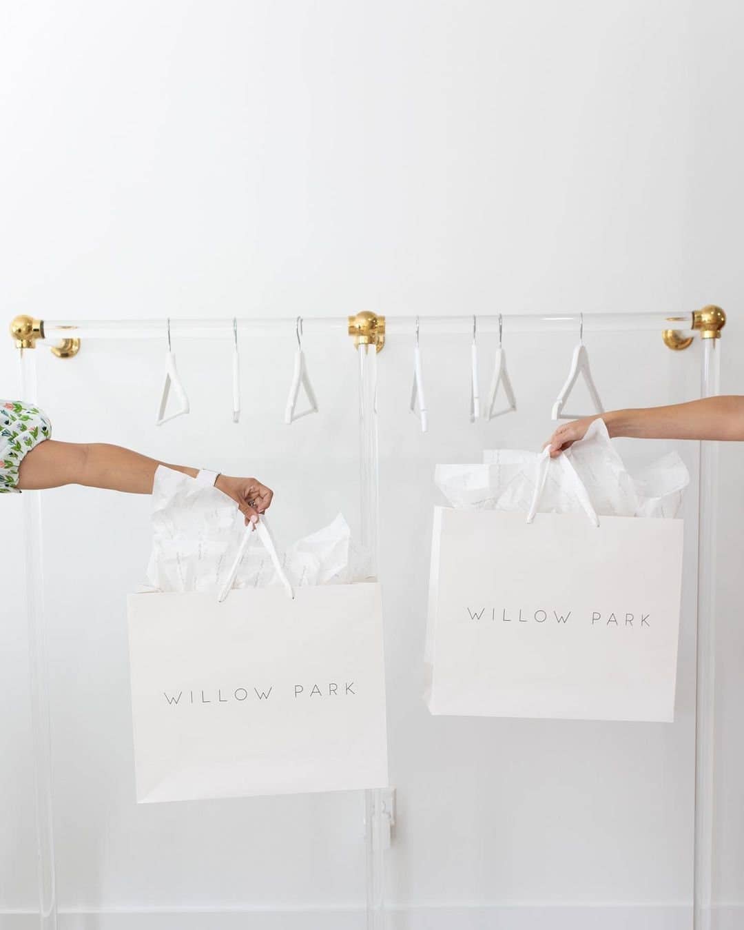 LuxHoldups - Wholesale Clothes Hangers - Lucite Brass Clothing Rack for Retail Display by Luxholdups8