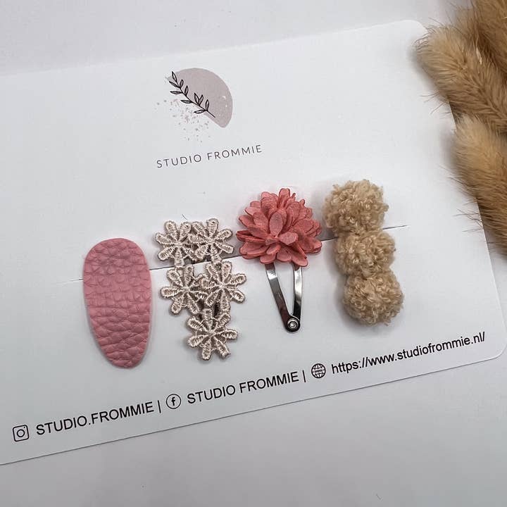 Studio Frommie – Großhandel Haarclip – Kinder – Frau Rosa (Set)