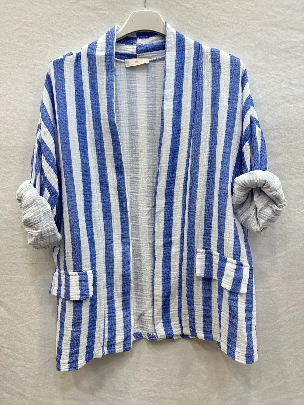 Mimi & Gogo - Vente Veste sans manches – femme - Gilet En Gaze De Coton à rayures @5022_GiGazeRaye2