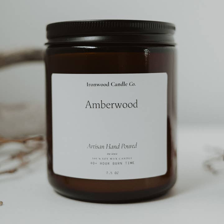 AMBERWOOD SOY CANDLES for wholesale by Ironwood Candle Co.