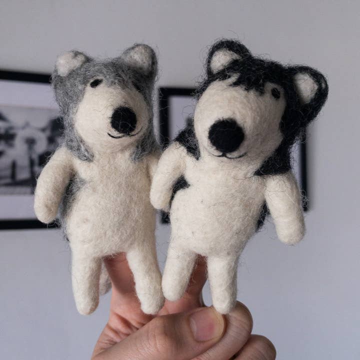 Filt fingerdukke: Alaskan Husky Hund for engroshandel hos Ganapati & Co.