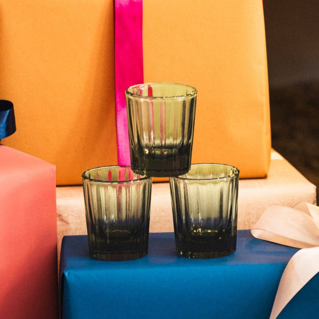 Brût Home and Glassware - Wholesale Cocktail/Liquor Glass - Espresso Glass Reed | 7 CL | smokey green | Espresso cups3