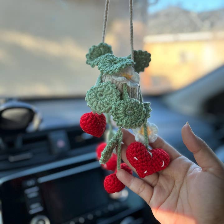 Strawberry Hanging Crochet, Valentines gift, Birthday gift for wholesale by TOMOPOD LLC